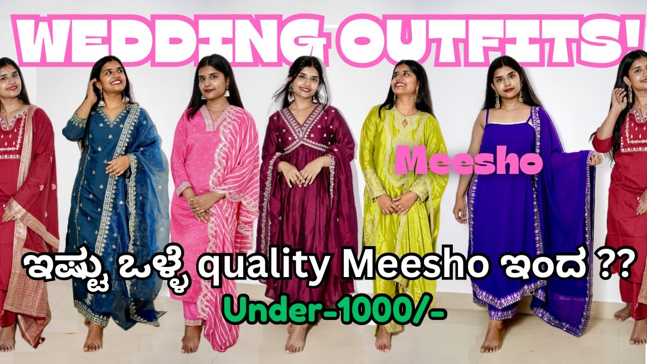 Wedding wear kurta sets from MEESHO under 1000||Huge Tryon Haul || Honest Review ||Kannada channel |