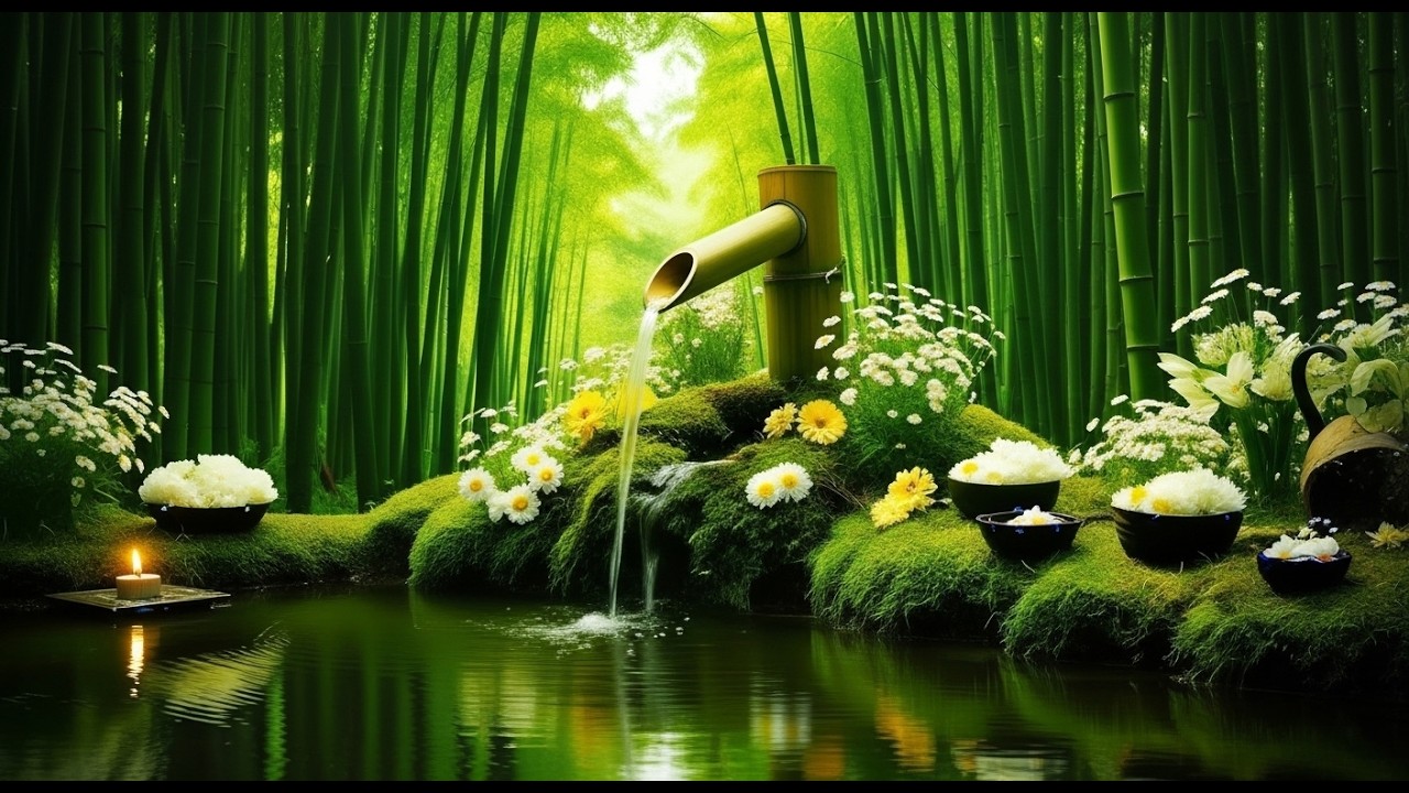 Mind Healing 🌿 Bamboo Water Sounds & Relaxing Music, Anxiety Relief