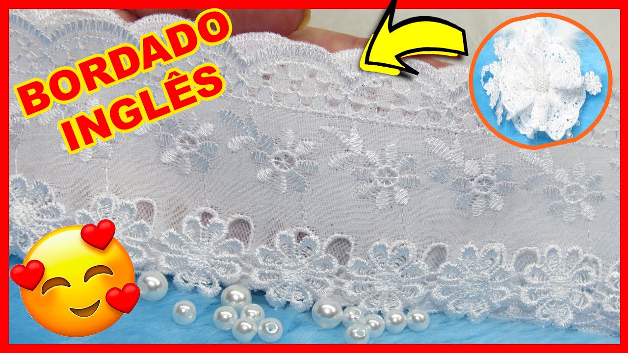 FLOR DE BORDADO INGLÊS!!COM PÉROLAS!!CRIAÇÃO ELAINE ÁVILA!DELICADA E LINDA!!!FÁCIL!!^^