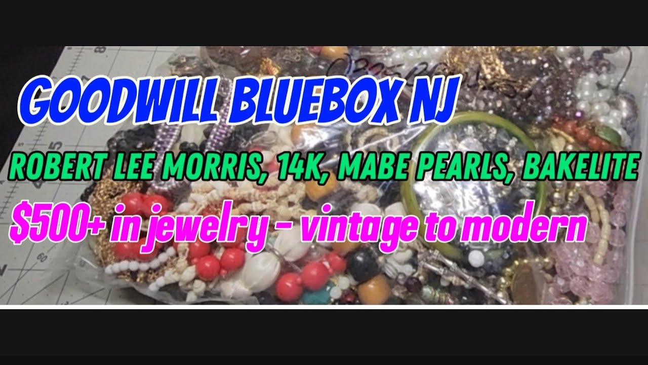Goodwill Bluebox NJ Mystery Jewelry Unboxing Robert Lee Morris, 14k, bakelite $500+in jewelry