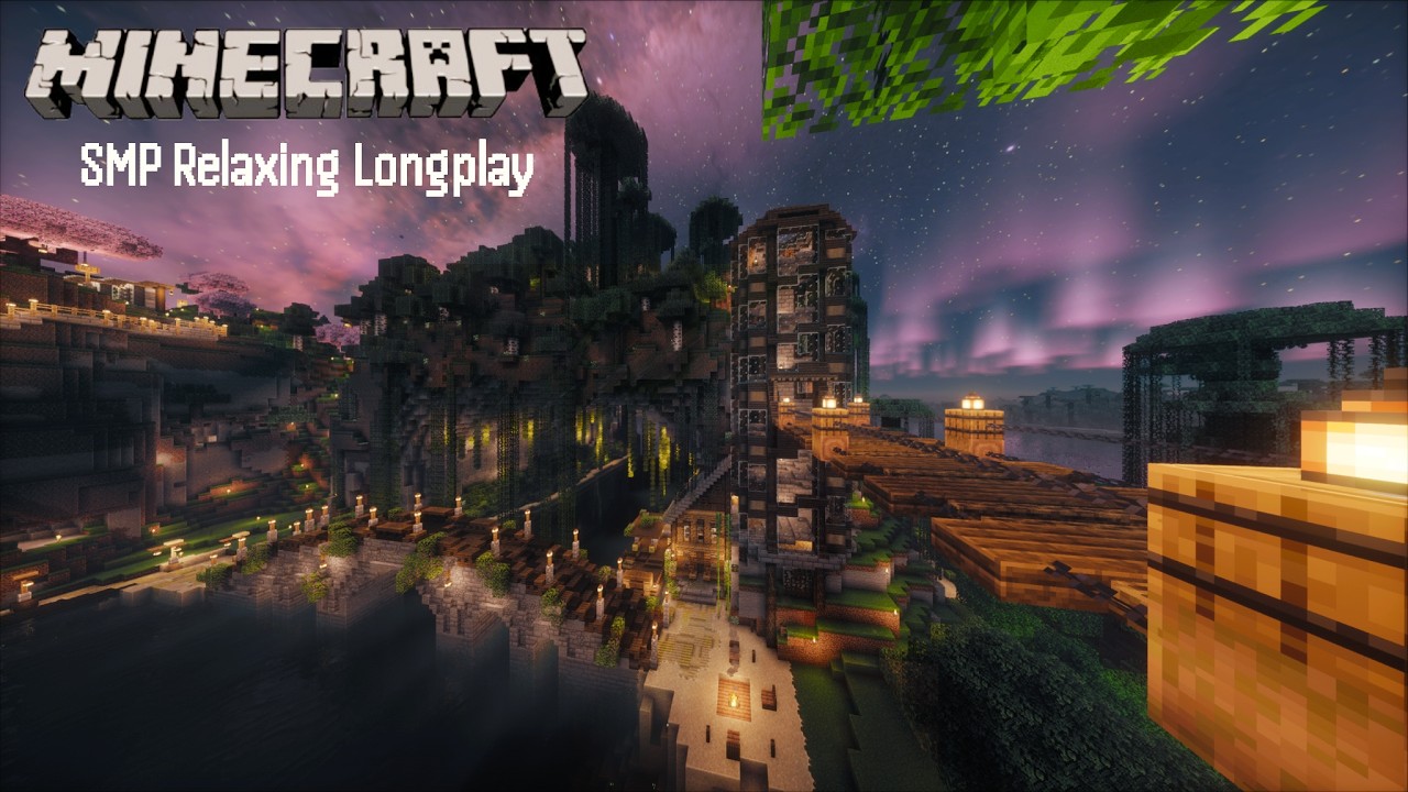 Minecraft Relaxing Longplay (SMP) - Lake Hub w/ Tower & Bridges (No Commentary, 11+ Hours) 1.21.11