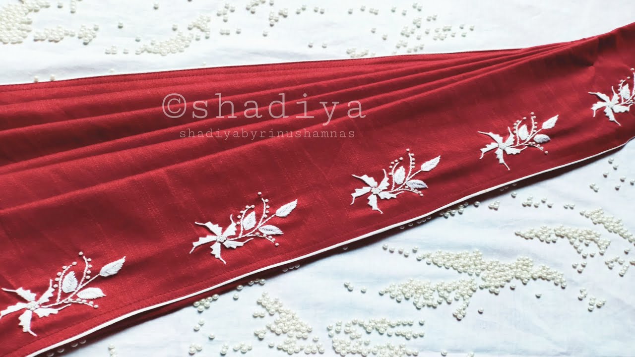 Kadai Kamal flower embroidery on saree border|handwork saree
