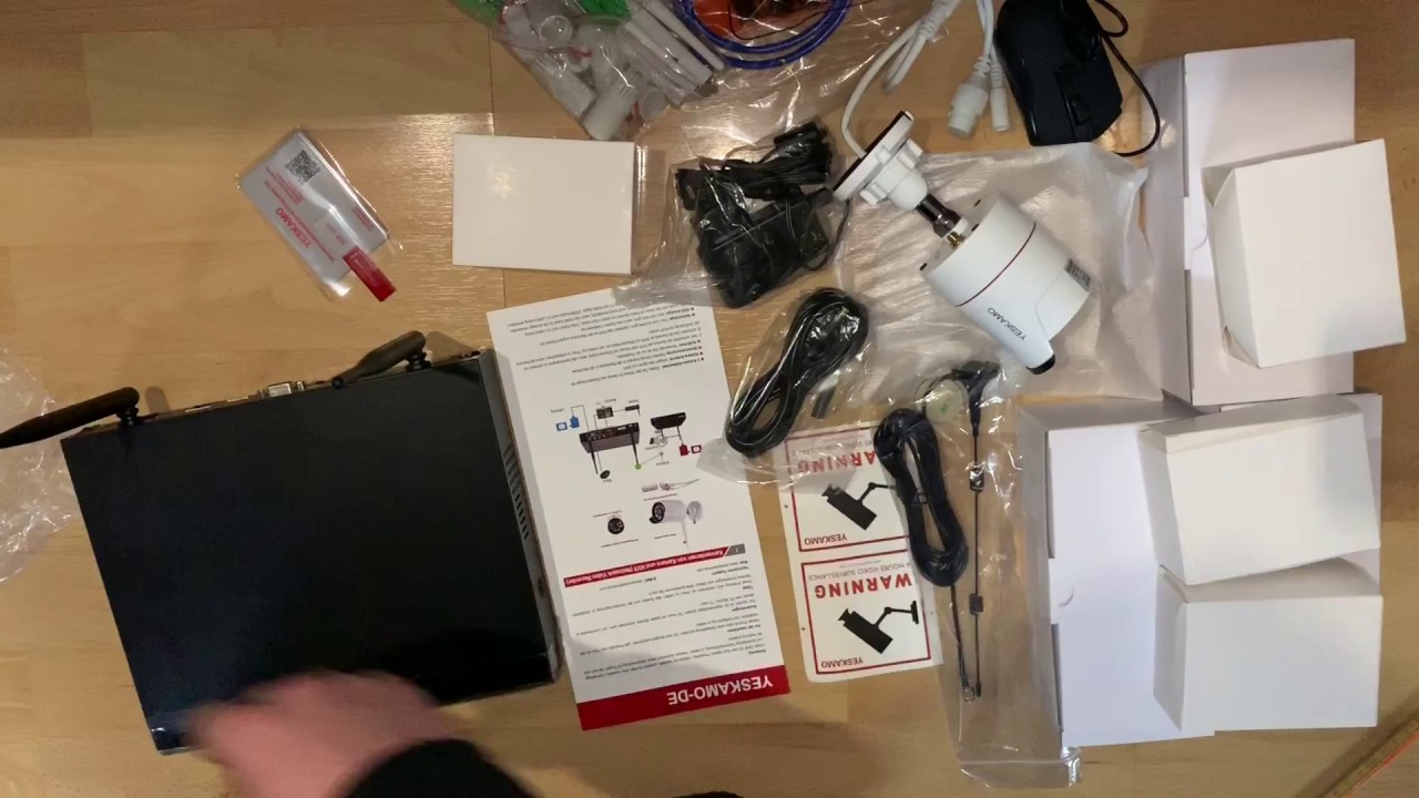 YESKAMO CCTV with HD 2.0 Megapixel IN/Outdoor Home Security Cameras Kit 2TB HDD Remote View unboxing