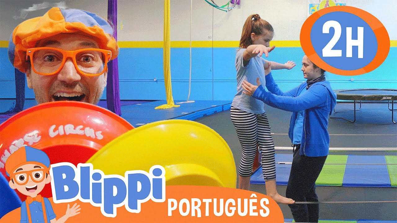 Blippi visita uma escola de circo 🤹‍♂️🤡🟠 MARATONA DO BLIPPI! 🔵 Vídeos Educativos em Português