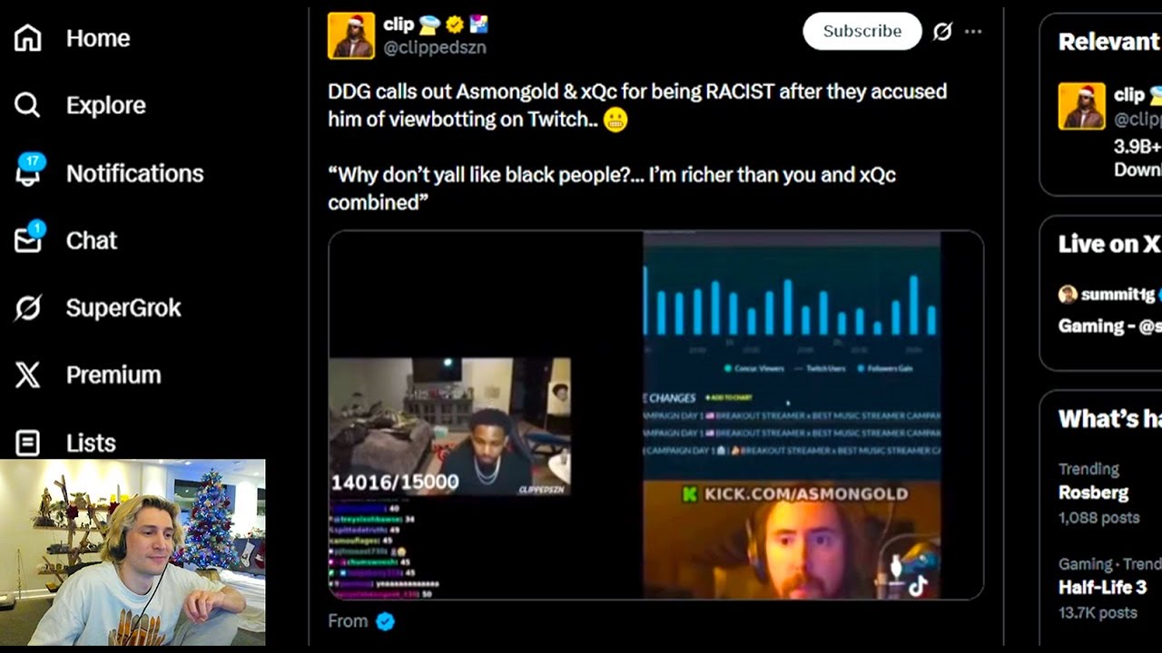 DDG обвиняет xQc и Asmongold в расизме.