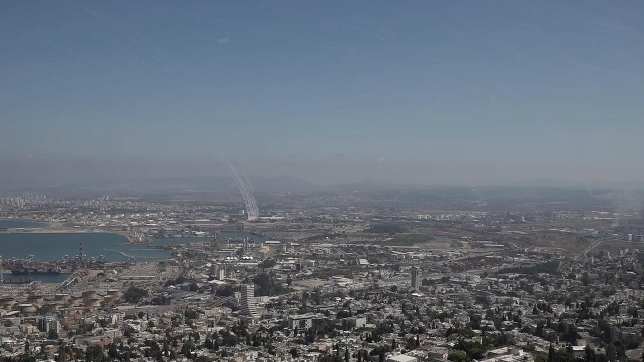 Rockets were intercepted over the northern Israeli city of Haifa