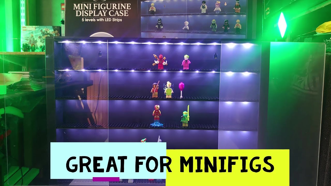 Распаковка витрины для мини-фигурок | Вмещает 80 минифигурок Lego | 5 уровней со светодиодными ле...