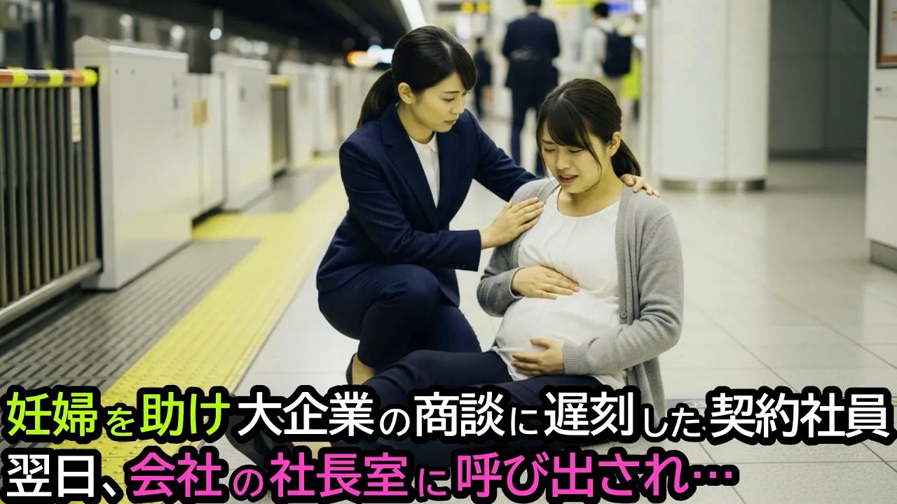 妊婦を助け大企業の商談に遅刻した契約社員。翌日、会社の社長室に呼び出され…