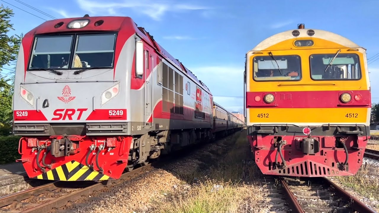 SRT. นั่งรถไฟเล่นยามเช้ามีทั้งรถหลีกและตามหลัง ขบวนรถท้องถิ่นที่ 447 ช่วงสุราษฎร์ธานี-ชุมทางทุ่งสง