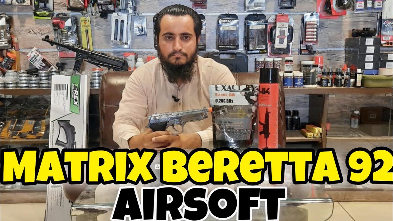 Matrix Elite M9 Full Metal Beretta Silver  Airsoft Pistol #airgun #airsoft
