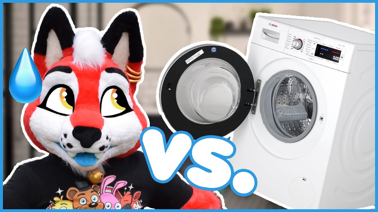 MACHINE WASHING  a fursuit head! 👀💙 | Akushi Bluepaws