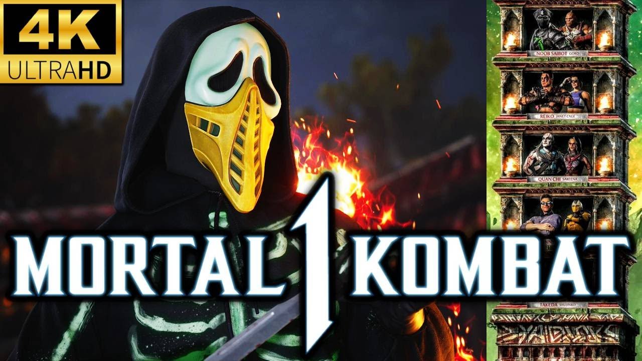 MK1 *SCORPION GHOSTFACE* KLASSIC TOWER GAMEPLAY!! (SCORPION AS KAMEO) 4K 60 FPS (MORTAL KOMBAT 1)