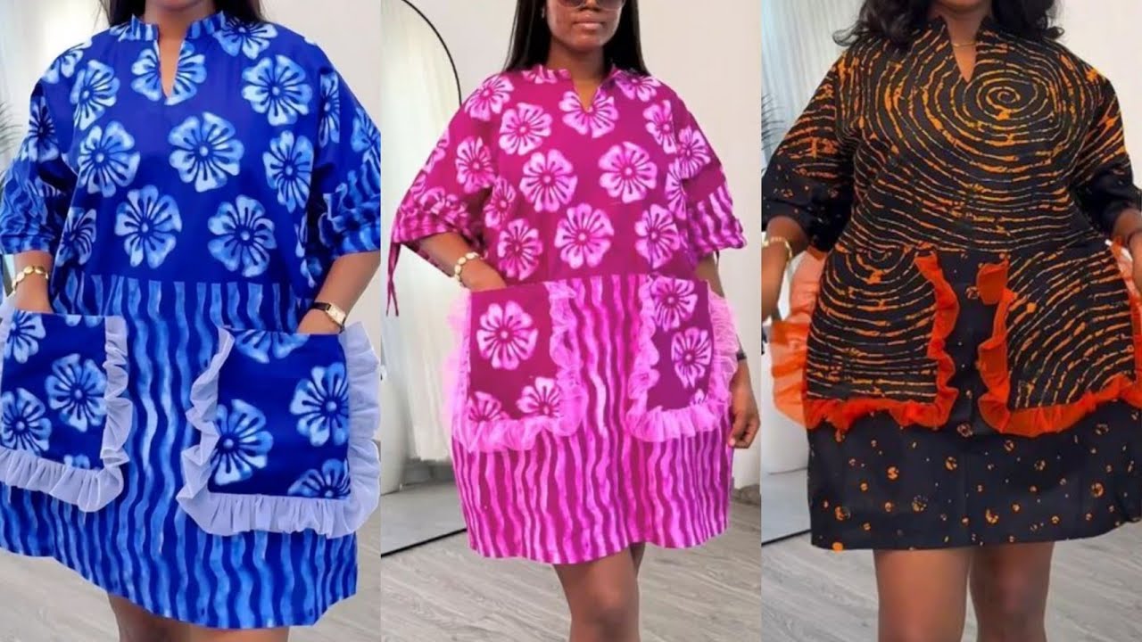 How To Cut And Sew This Trendy Bubu Dress With Ruffle-Trimmed Pockets. #sewing #diy