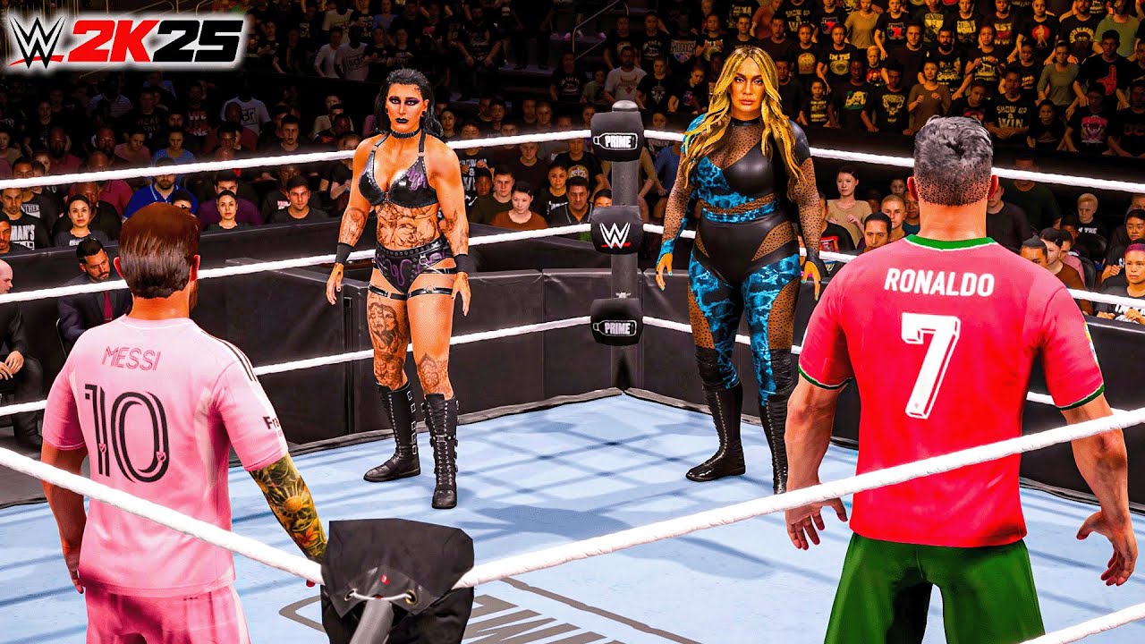 Messi & Ronaldo vs WWE Women | WWE 2K25 Tag Team