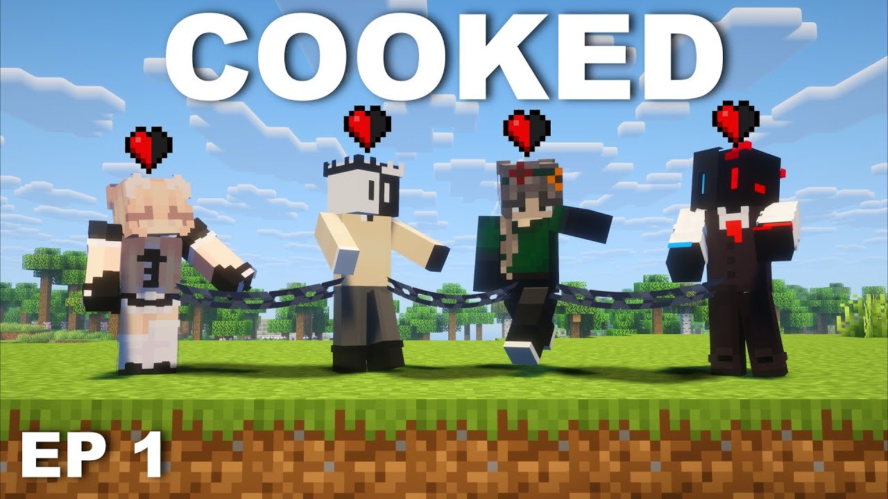 Minecraft, BUT We're Chained Together & Share Health Ep 1