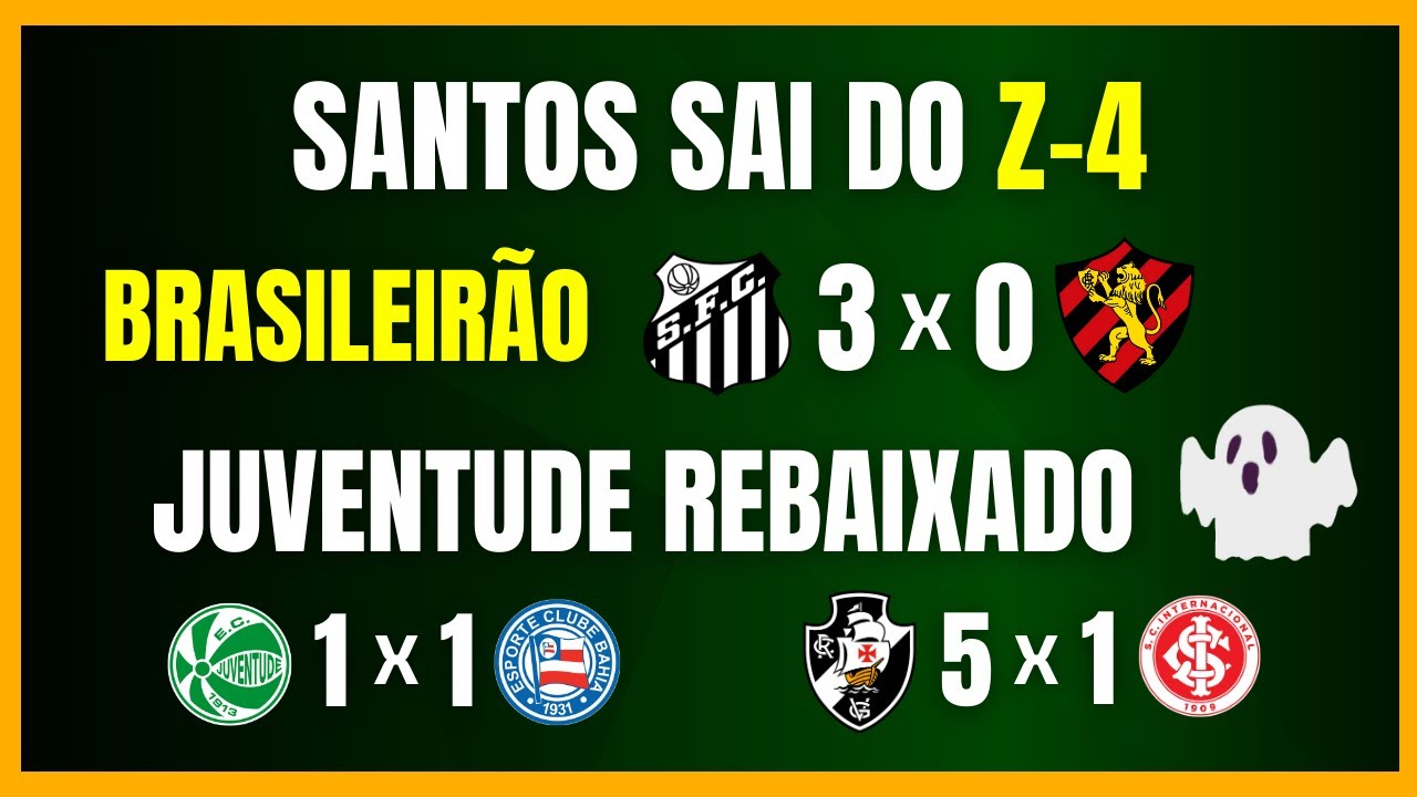 BRASILEIR&Atilde;O 2025 | SANTOS SAI DO Z-4 | JUVENTUDE REBAIXADO | INTER LEVA 5 DO VASCO