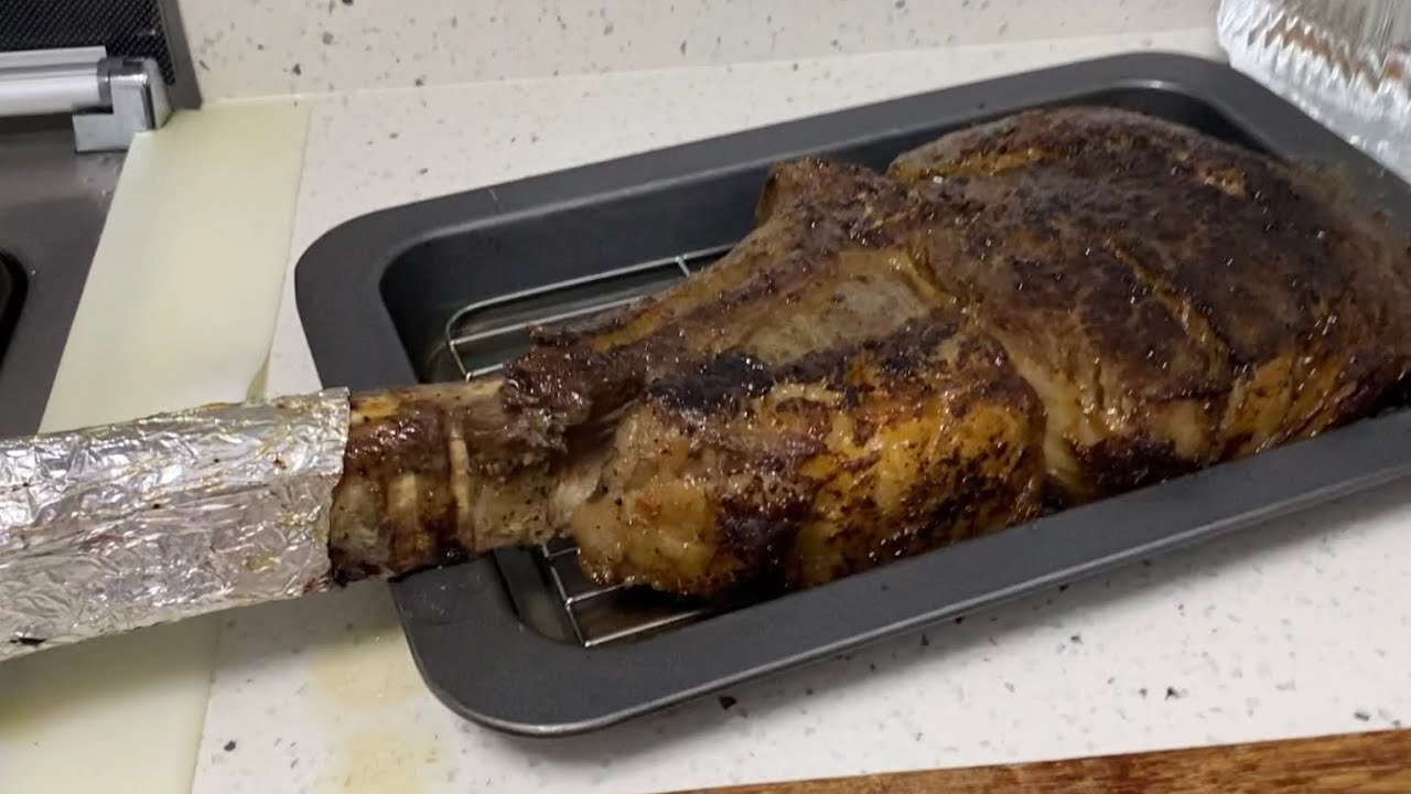 Tomahawk Steak cooked in oven and Reverse Sear