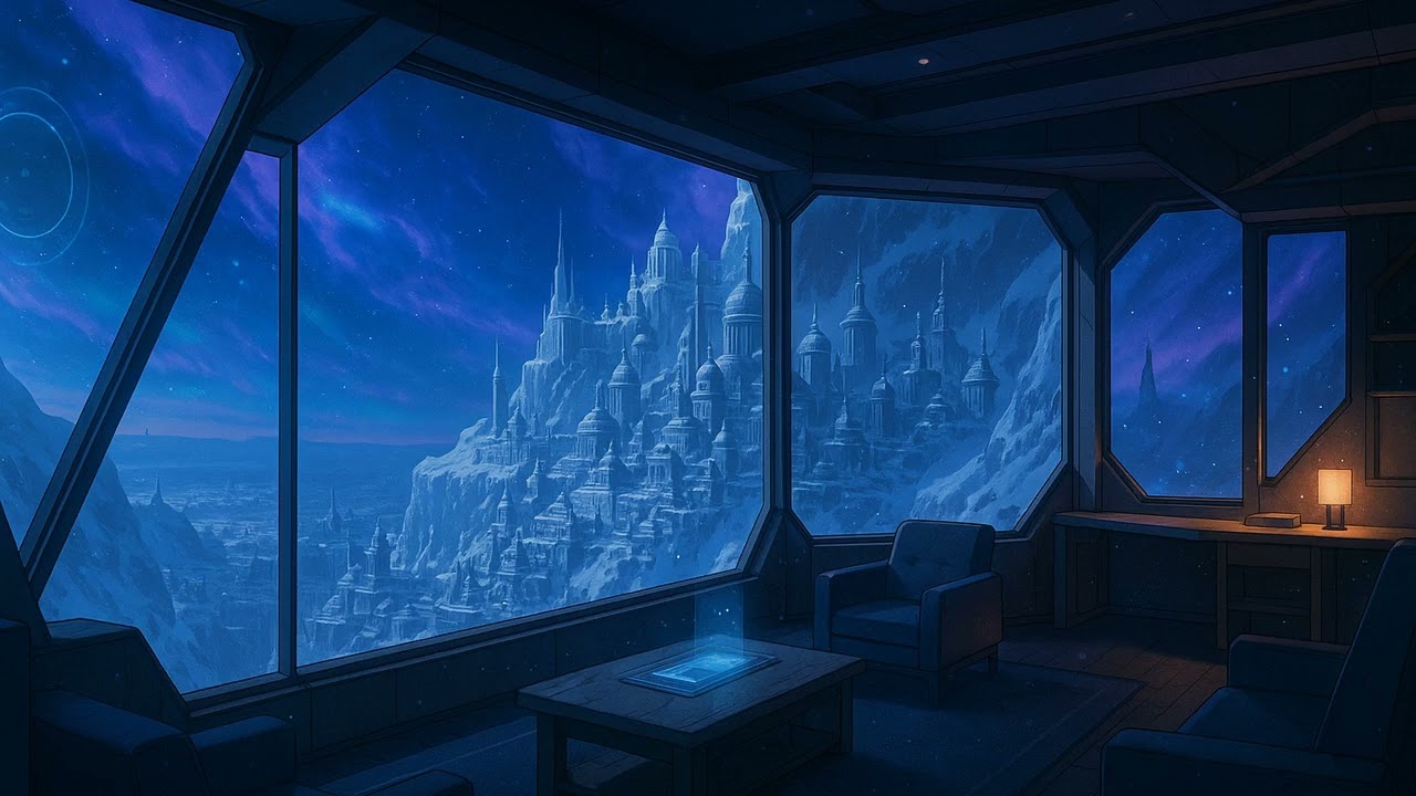 soft concentration above the cliffside city ❄️🌙 | space lofi