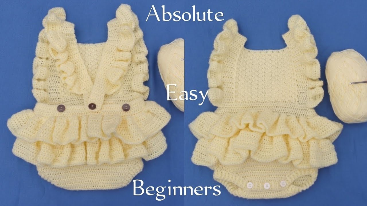 🧶Easy Crochet Baby Ruffle Romper/ Onesie/ Beginners 0-3m / #crochetbabyromper #untie