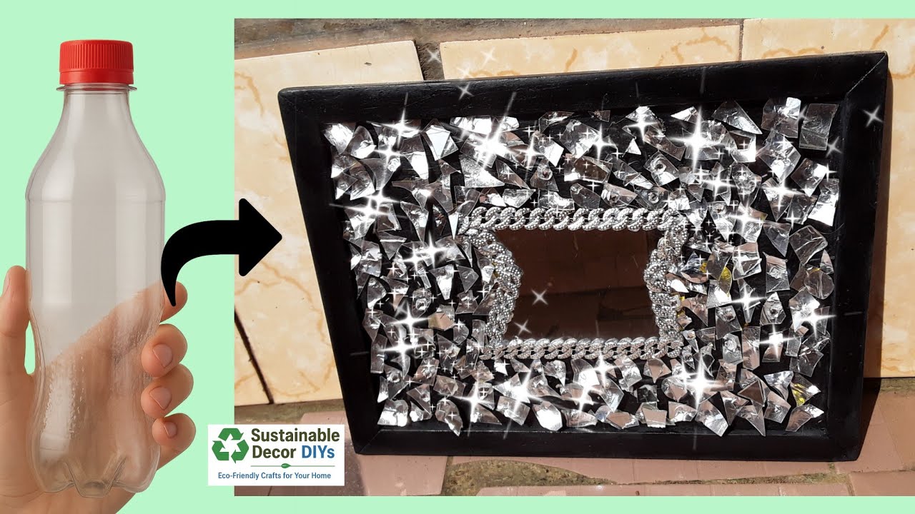 DIY Plastic Bottle Luxurious Glittery Wall art  – Eco-Friendly Home Decor