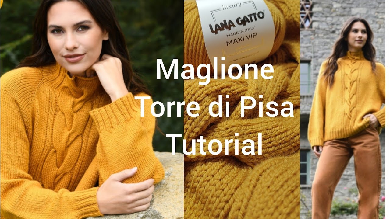 Maglione la Torre di Pisa/maxi vip kniting Tutorial/ pullover donna top down senza cuciture 