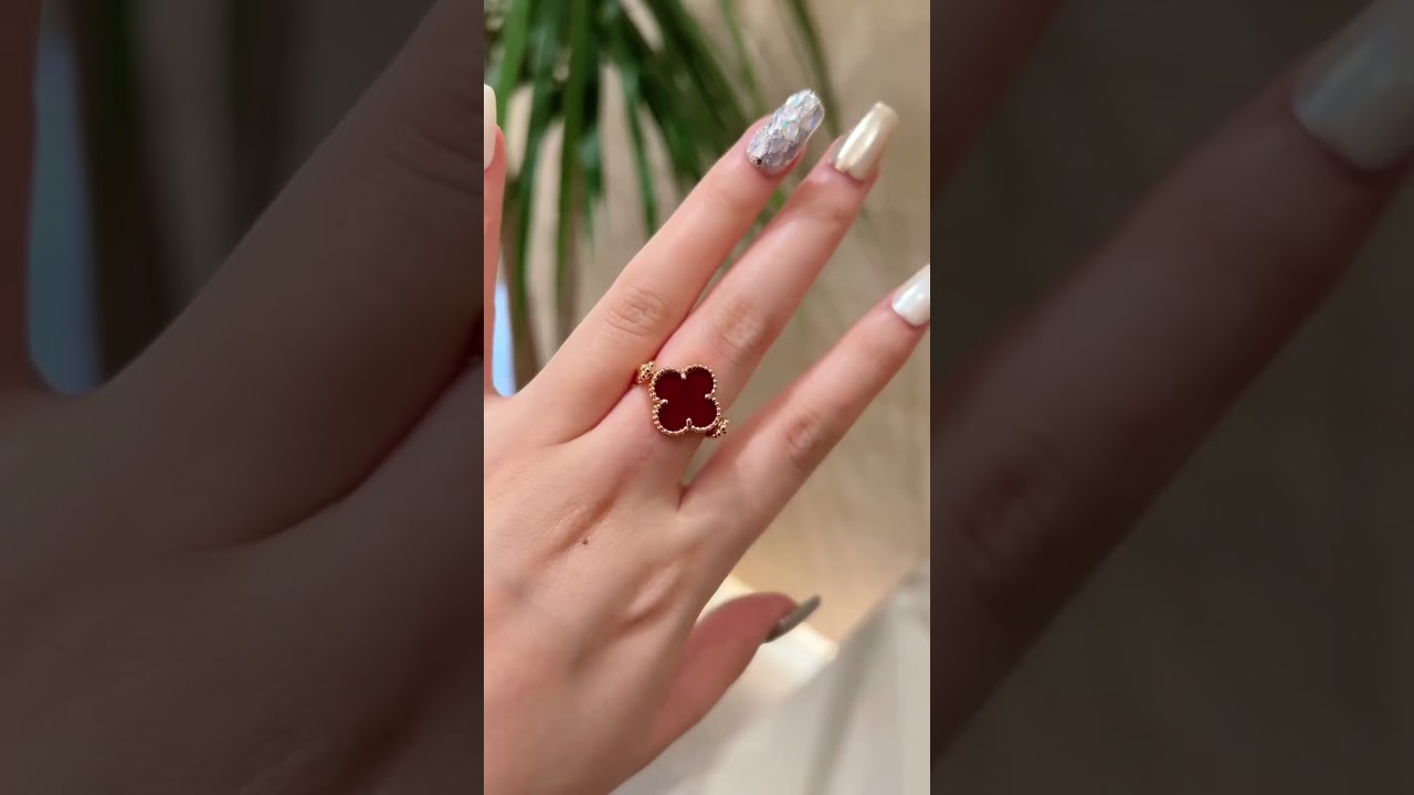 Custom Made Van Cleef Arpels Reversible Ring 18K Real Gold For Women