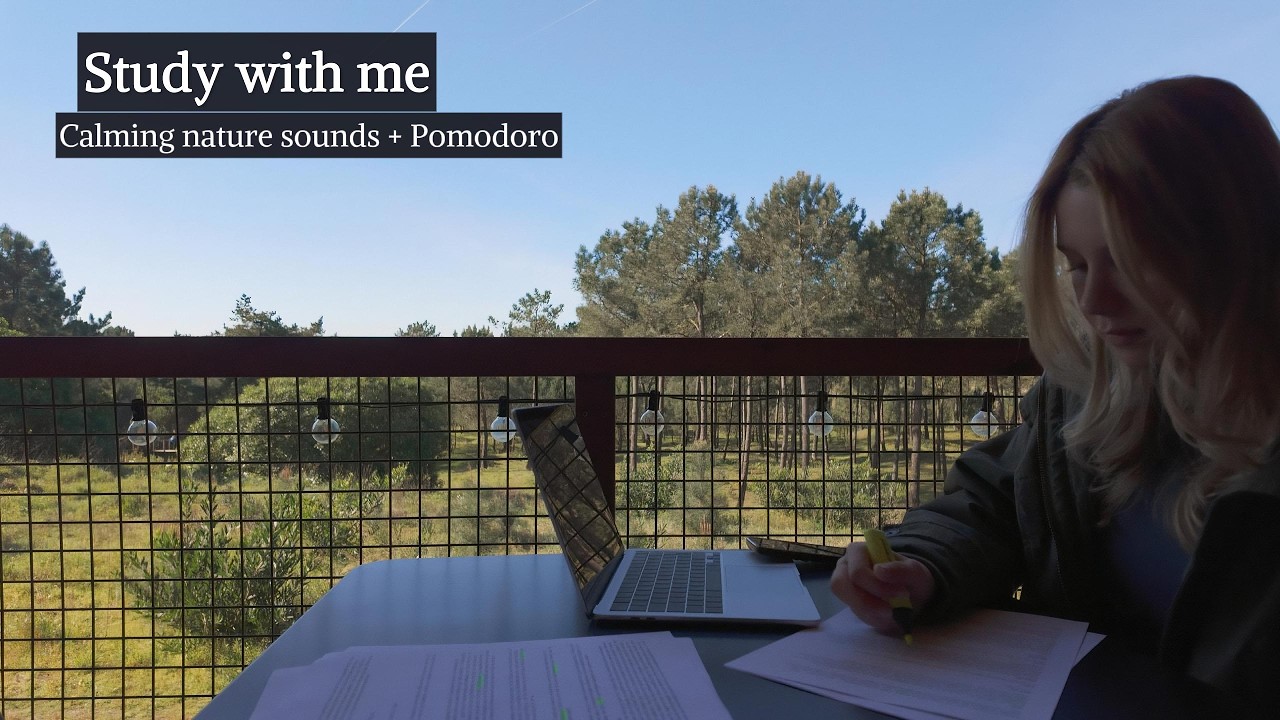 1H STUDY WITH ME | Nature sounds & Pomodoro (25/5)