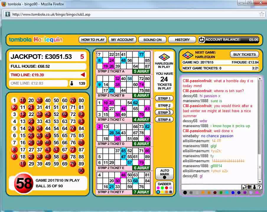 Tombola Bingo - Game In Play