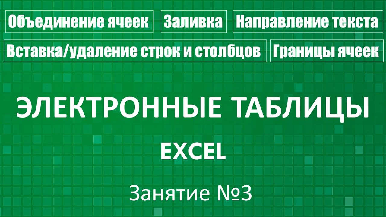 Электронные таблицы Excel :: Занятие №3 (Формат ячеек)