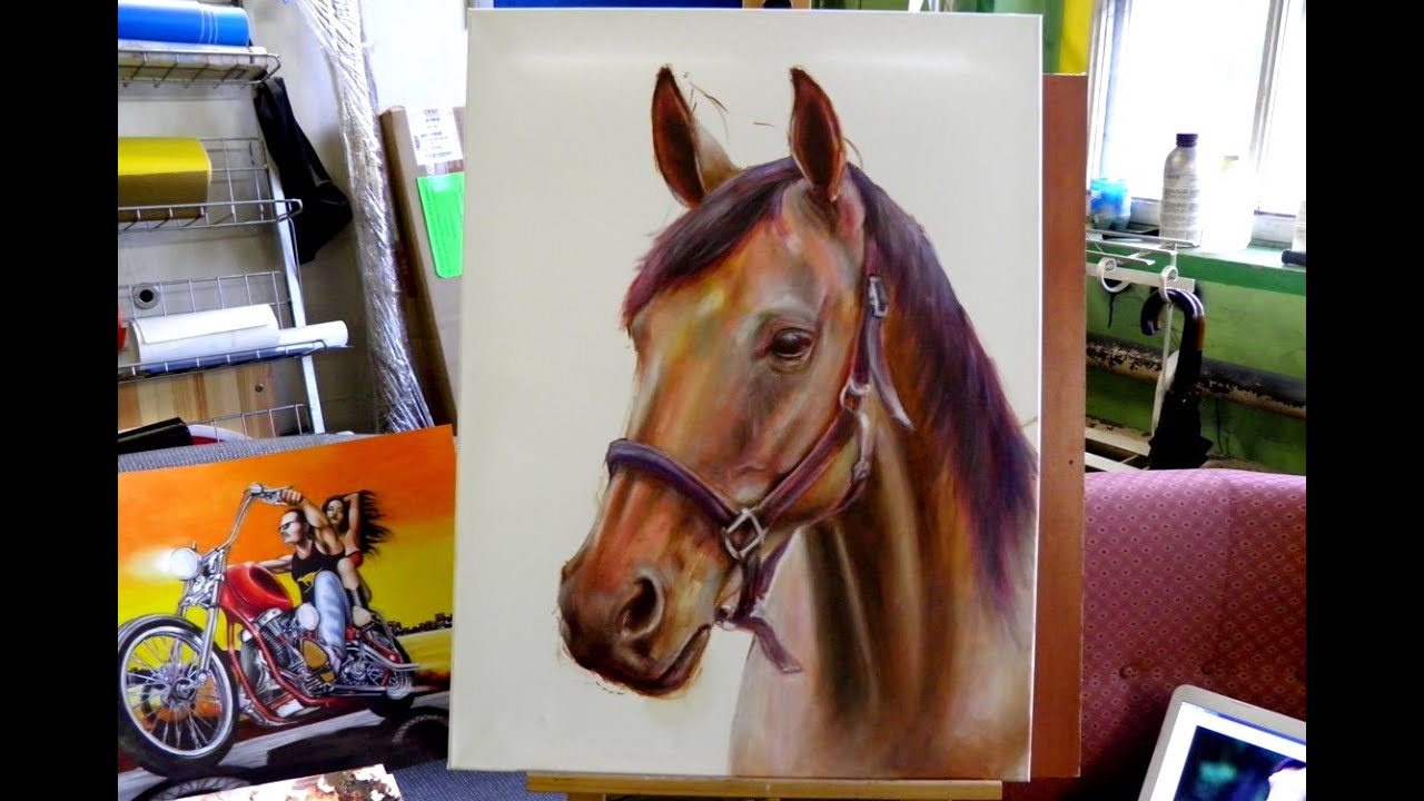 How I drew a Hyper-realistic horse ( Oil color ) Drawing horse.