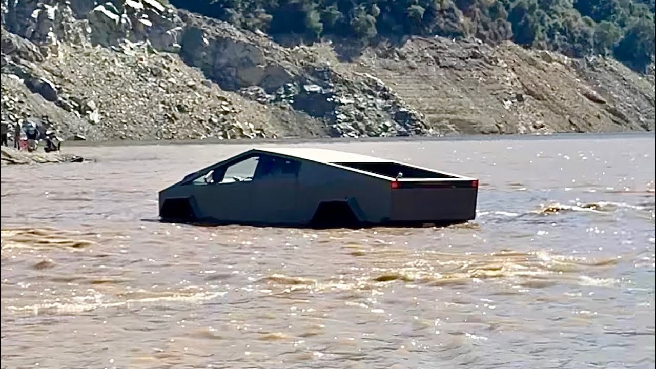 Cybertruck Goes For a Swim in Azusa Canyon OHV 2/23/25