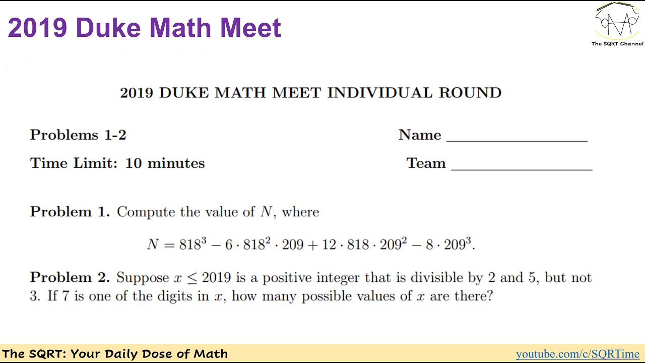 2019 Duke Math Meet