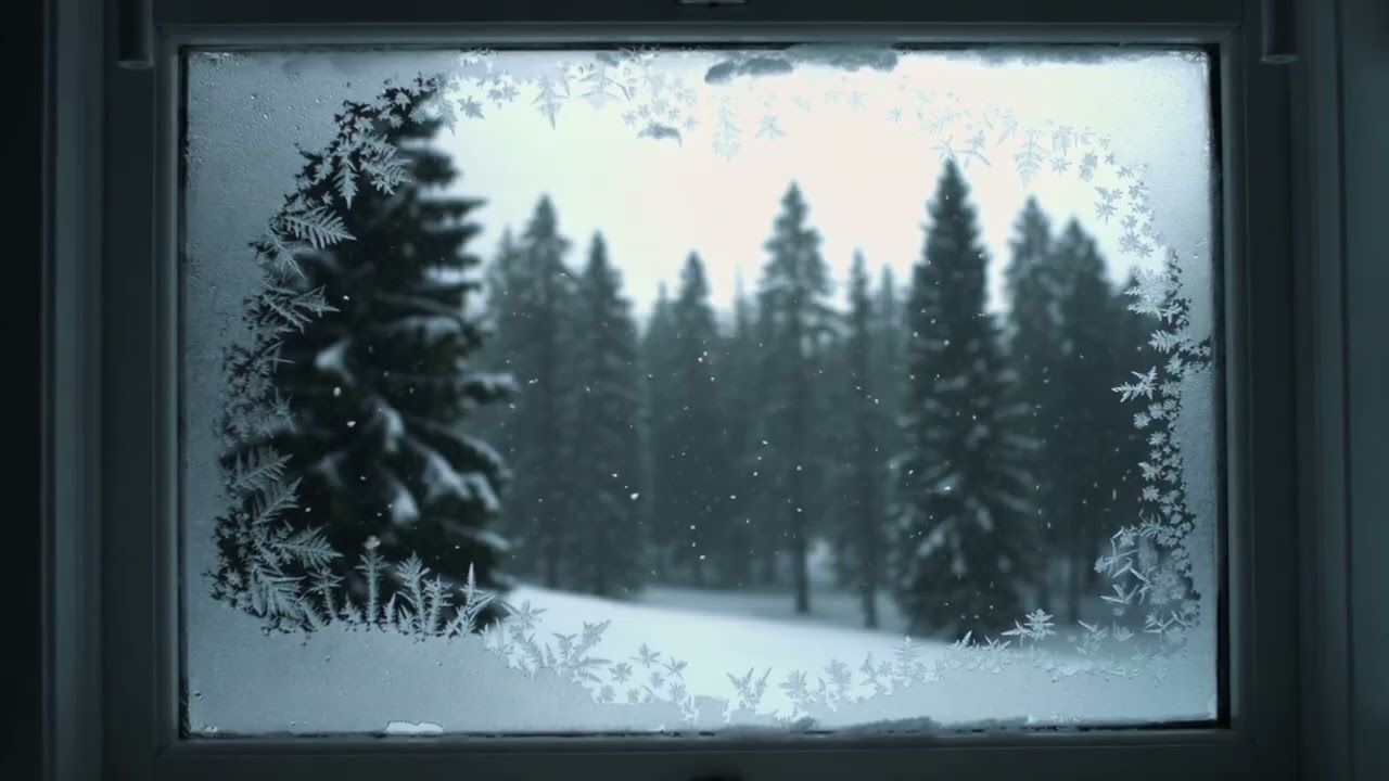 Cinematic Slow Motion Snow ❄️ Cozy Winter Forest | Sleep White Noise 4K
