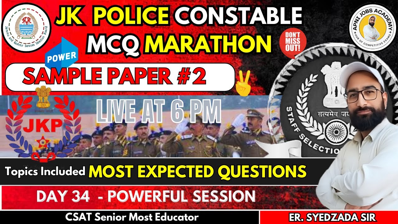 LIVE || DAY 34  ||  TEST PAPER | EXAM SAY PEHLY || JKP SPECIAL @ApniJobsAcademyCompetitiveexam