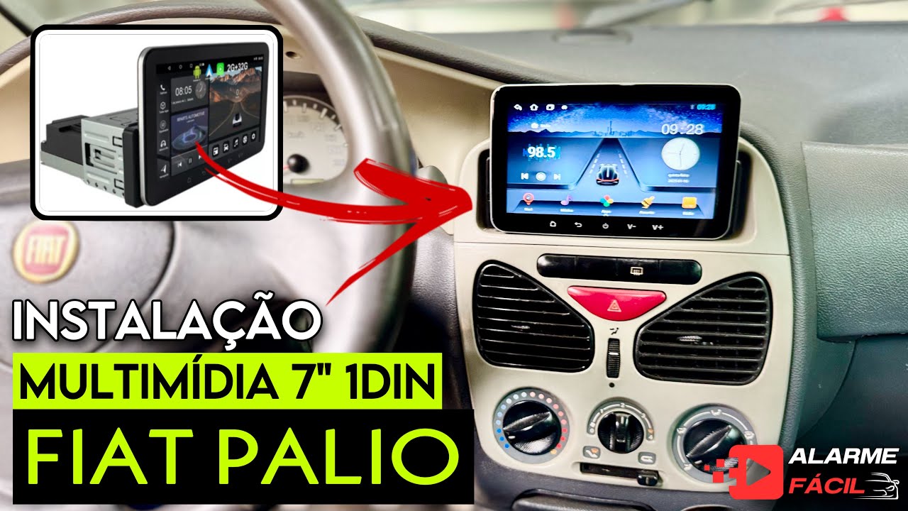 Instalação Multimídia Fiat Palio 7” 1Din ✅ Não Troca Moldura