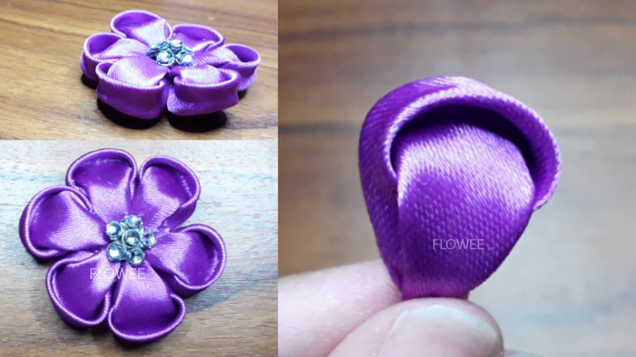 DIY -ribbon flower Easy ! Amazing ribbon flower trick