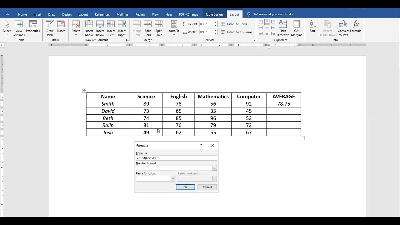How to find AVERAGE in ms word #pc #msword #ms_word #ms_word_computer