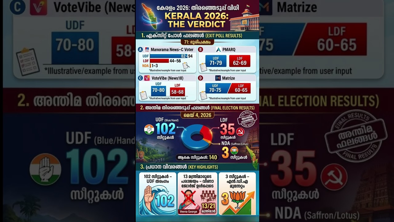 2026 Election Exit Poll Result &Final Result #electionresult #election2026 #keralaelection #udf