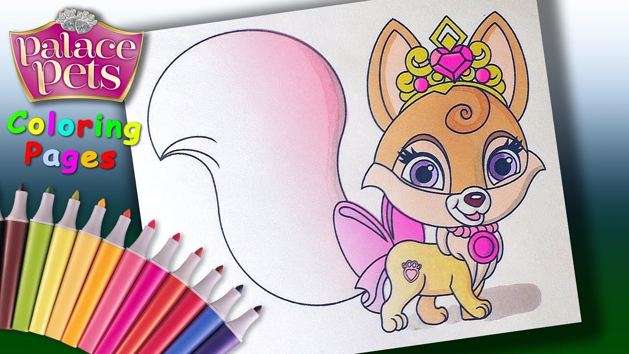 Disney Princess Palace Pets Coloring Pages for Kids. Speed Coloring Fox Nuzzles