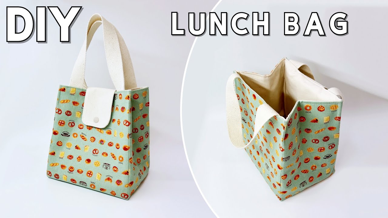 [DIY] TOTE BAG 🥨 LUNCH BAG, HANDLE BAG | How to make a totebag, Easy sewing Tutorial