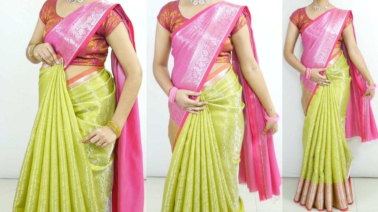 Easy Way to Look Slim in Heavy Silk Saree | Perfect Saree Draping Trick for Curvy Body #silksaree