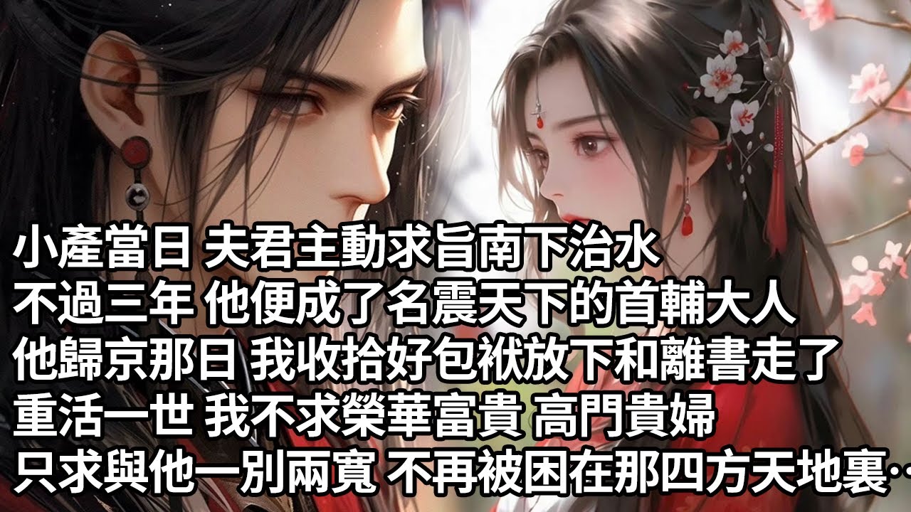 【一口氣看完】小產當日夫君主動求旨南下治水，不過三年 他便成了名震天下的首輔大人，他歸京那日 我收拾好包袱放下和離書走了，重活一世 我不求榮華富貴 高門貴婦，只求與他一別兩寬 不再被困在那四方天地裏…