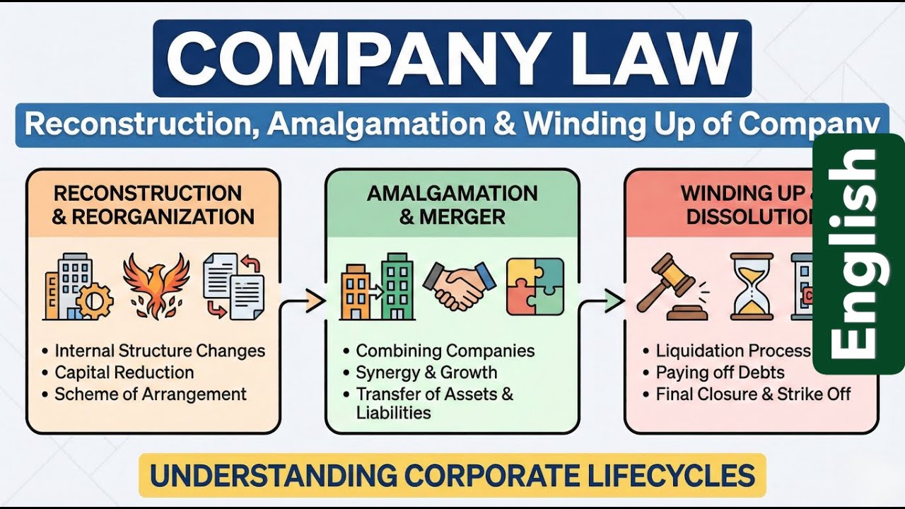 Provisions for Reconstruction, Amalgamation & Winding up of Company | Company Law | English