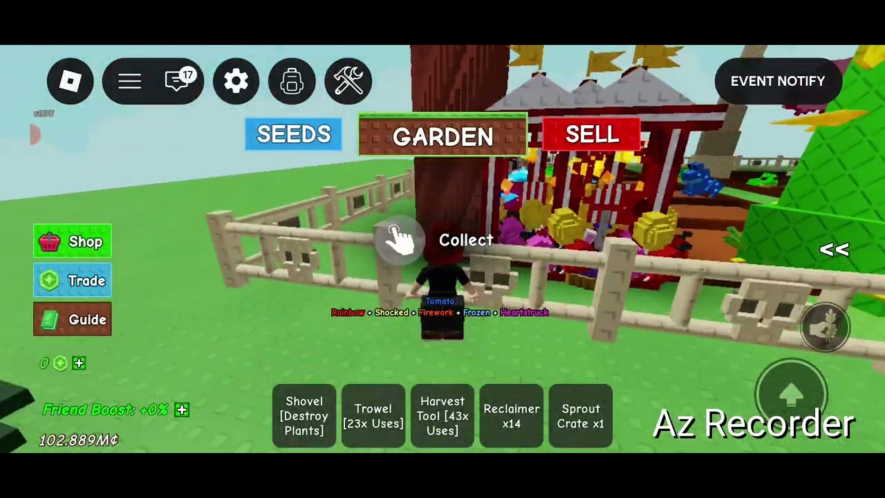 Playing grow a garden  