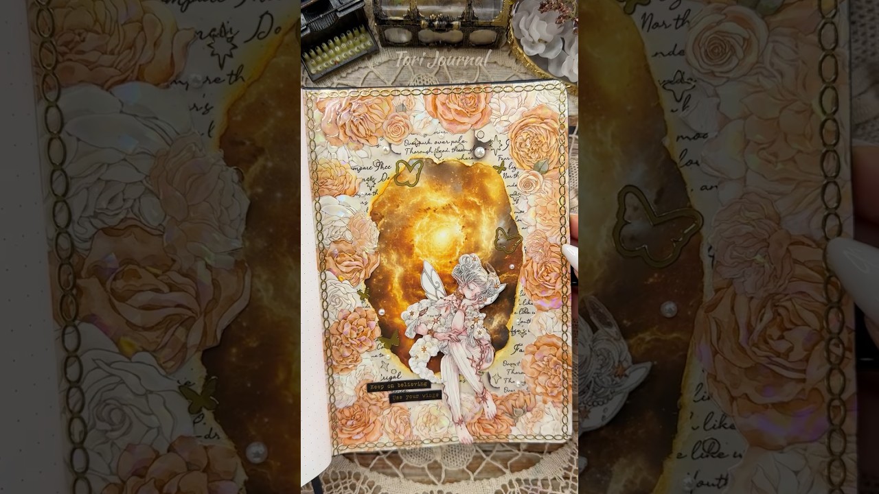 ASMR journal Celestial Amber🌌🧡✨☄️💫🪐|#asmr #scrapbooking #journal #journaling #diy #fyp #sticker