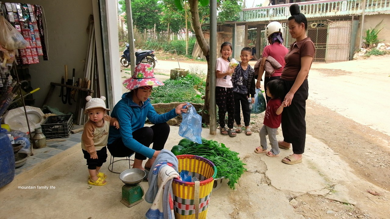 Together with my son, we harvest vegetables to sell, cook meals, and take care of the pets