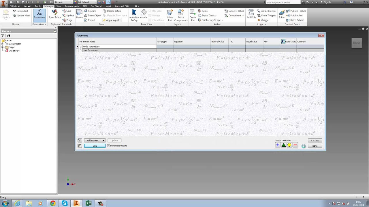 Autodesk Inventor Parameters Linked with Microsoft Excel