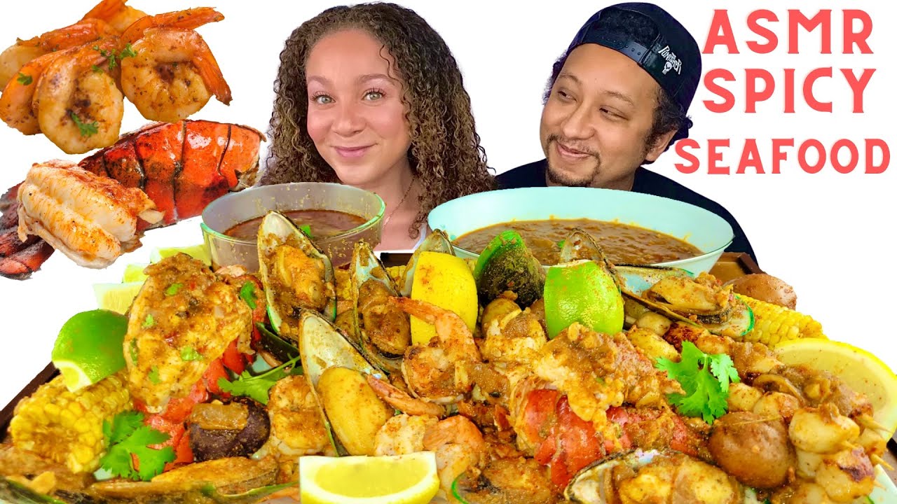 ASMR SEAFOOD MUKBANG| SEAFOOD BOIL| LOBSTER TAIL, GREEN LIP MUSSELS, SCALLOPS, SHRIMP|PandaEats ASMR