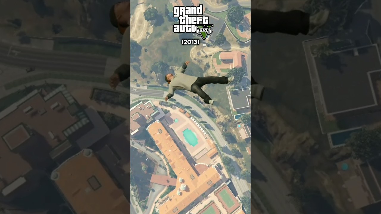 FALLING FROM THE SKY INTO A SWIMMING POOL GTA EVOLUTION #gta #gta5 #gtasanandreas #gaming #shorts