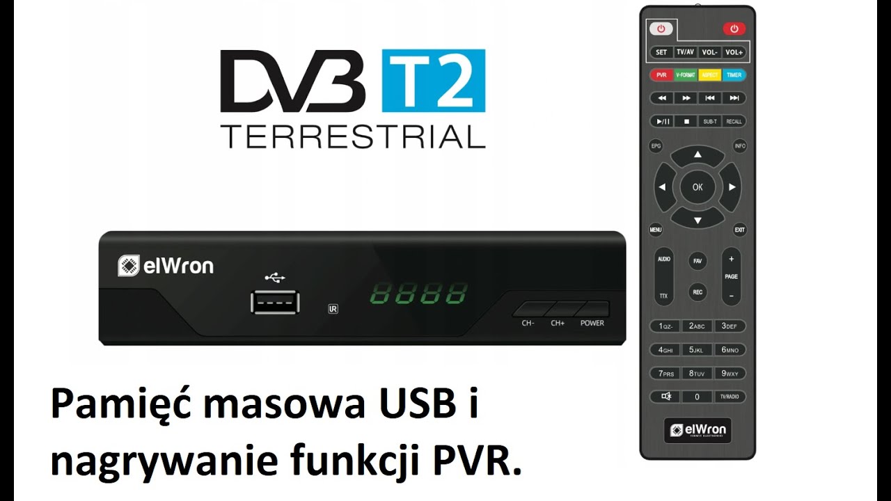 M&oacute;j nowy dekoder DVB-T2/HEVC elWron - pamięć masowa USB i nagrywanie funkcji PVR.